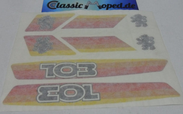 Aufkleber Satz PEUGEOT 103 Mofa Moped Orange 8 teilig NEU - Classic-Moped