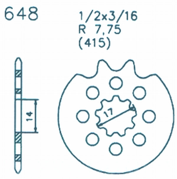 Kettenrad Ritzel Puch Maxi X30 X50 MS50 VS50 Monza NEU 648 - 14 Zähne - Classic-Moped