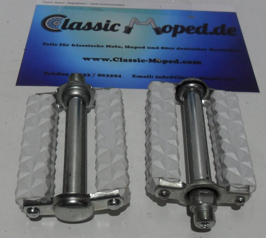 Oldtimer Moped NSU DKW Kreidler Pedale weiß stark geriffelt NEU – Classic-Moped