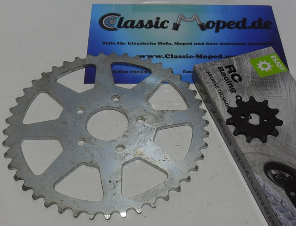 Zündapp ZB22 Mofa 447-021 Kettensatz Kettenrad Ritzel Kette NEU - Classic-Moped