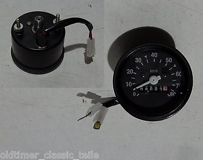 Tacho 60mm Einbaumaß 80 km/h Zündapp Kreidler Hercules KTM Puch schwarz - Classic-Moped