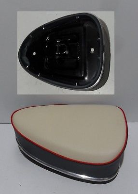 Oldtimer Moped Sitzbank Dreieck Weiß  Kreidler Puch Hercules Miele Einmann - Classic-Moped