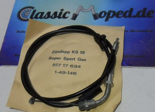 Gaszug passend Zündapp KS50 Super Sport 517-17.634 NOS NEU - Classic-Moped