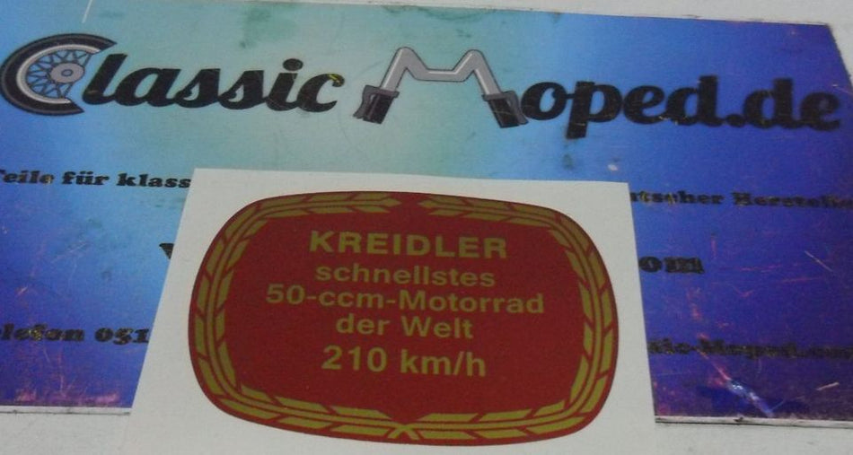 Kreidler Aufkleber 210 KM/h schnellstes Motorrad der Welt NEU - Classic-Moped