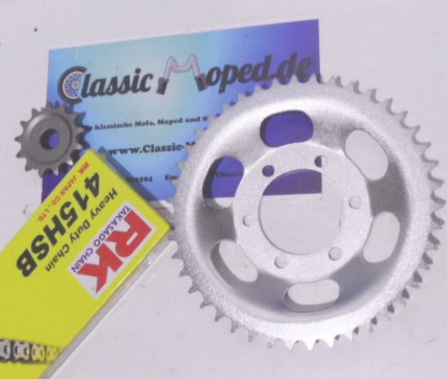 Kettensatz passend Zündapp CS Hai 50 Kette HD 13 - 43 NEU - Classic-Moped