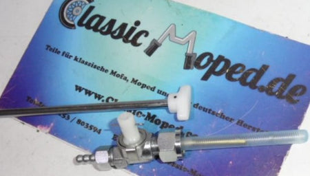 Oldtimer Roller Motorrad Benzinhahn mit 25cm Stange M16 M12 NEU - Classic-Moped