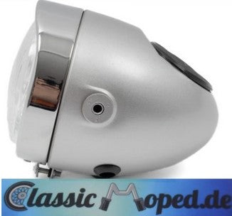 Mofa Moped Torpedo Ei Lampe Scheinwerfer DKW NSU silber seite NEU - Classic-Moped
