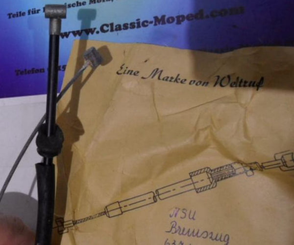 NSU Oldtimer Moped Roller Krad Bremszug Bowdenzug mit Gummi NEU