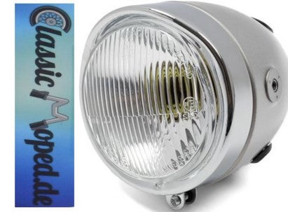 Mofa Moped Torpedo Ei Lampe Scheinwerfer DKW NSU silber seite NEU - Classic-Moped