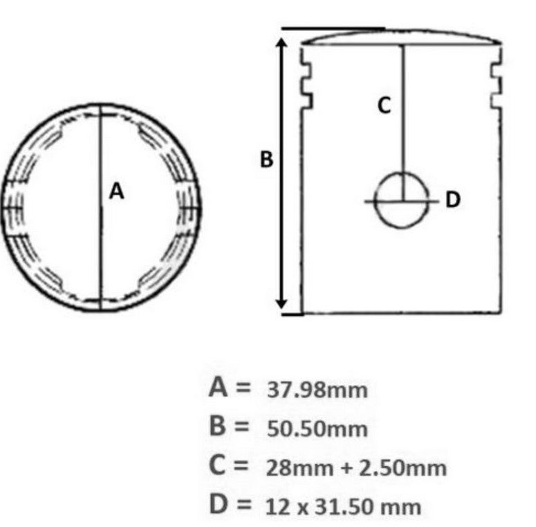Tuning Kolben Sachs Motor 504/505 1-Ring 38,00mm / D Optima NEU - Classic-Moped