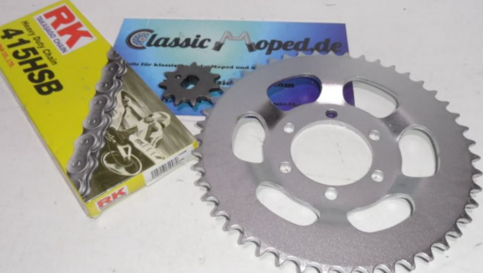 Kettensatz passend für Zündapp Hai 25 neue Welle 11- 47 Zähne NEU - Classic-Moped