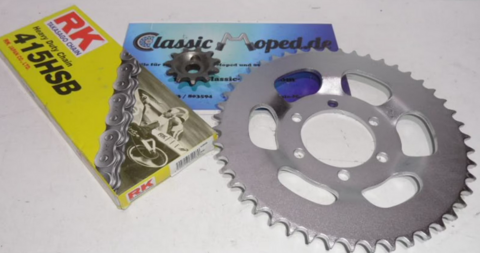 Kettensatz passend für Zündapp Hai 25 alte Welle 11- 47 Zähne NEU - Classic-Moped
