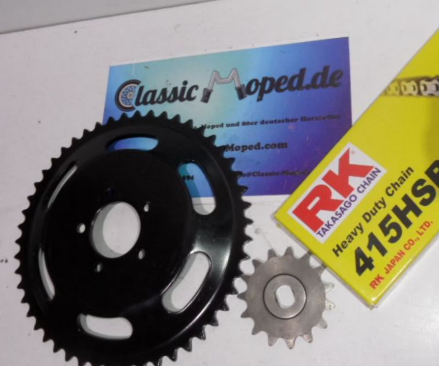 Kettensatz Hercules GT 25 GX 15 / 50 Z Kette 415 extra stark NEU - Classic-Moped
