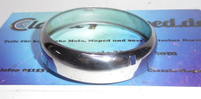 Oldtimer Moped Lampe Chrom Ring Glashalter NSU DKW 91/78/ NEU