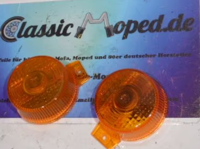 2 x ULO 265 Blinkerglas Blinker rund flach Kreidler Hercules NEU