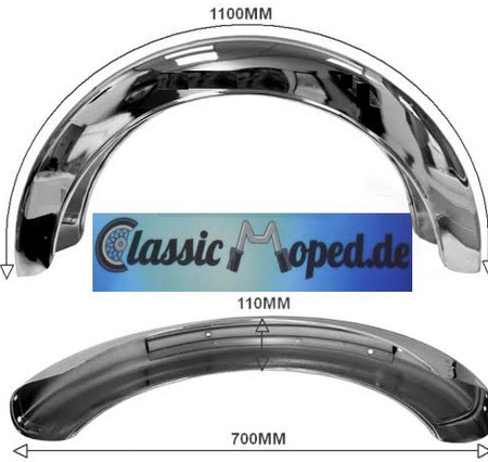 Schutzblech Chrom passend für Zündapp KS125 hinten 521-19.606 NEU - Classic-Moped