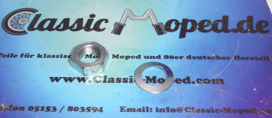 Passend für Zündapp KS 50 GTS C50 CS ZD Kupplung Mutter M15x1 + Sicherungsblech  NEU - Classic-Moped