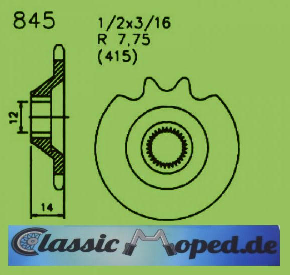 Kettenrad Ritzel NEU 845-14 Zündapp 429 433 561 448 529 - Classic-Moped