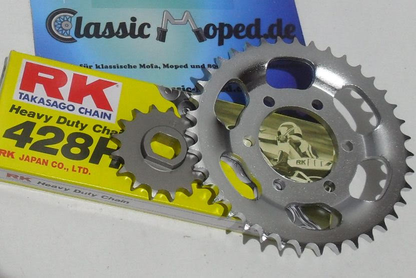Zündapp KS 80 530-050 Kettensatz verstärkte Kette 16 / 39 Z NEU - Classic-Moped