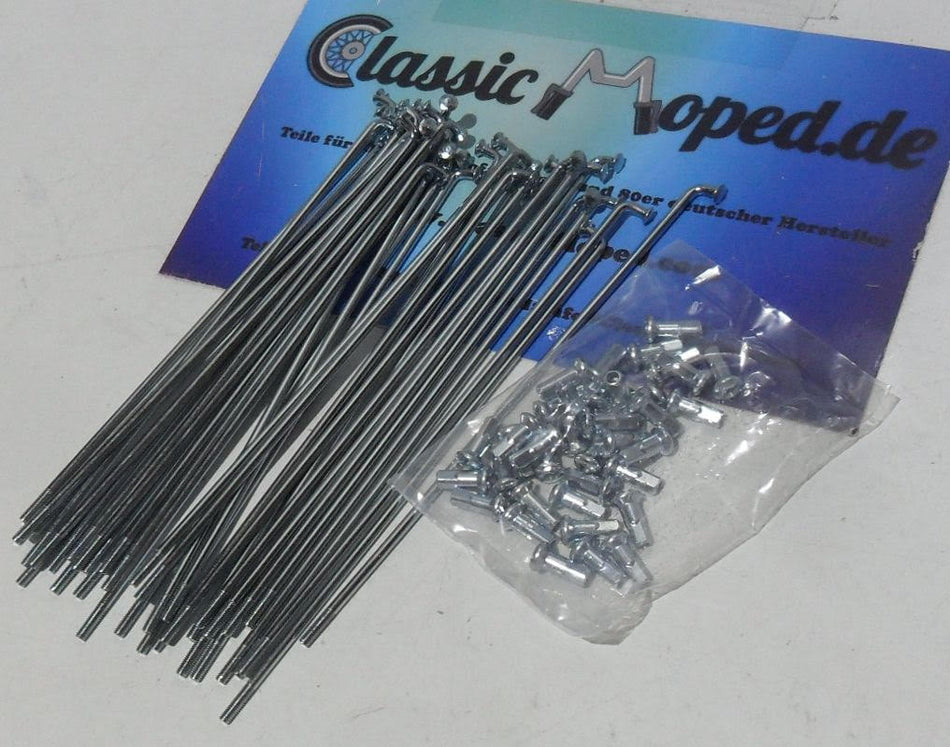 1 Satz Speichen + Nippel 220 x 2,9 mm 90° Zündapp Puch Kreidler Hercules Moped Mofa NEU - Classic-Moped