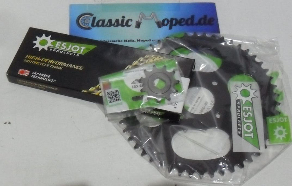 Hercules MX1 Mofa Kettensatz Kette Ritzel Kettenrad 11/45 NEU - Classic-Moped