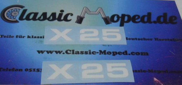 Zündapp X25 Mofa Aufkleber Verkleidung Trittbrett Schriftzug Dekor weiß NEU - Classic-Moped