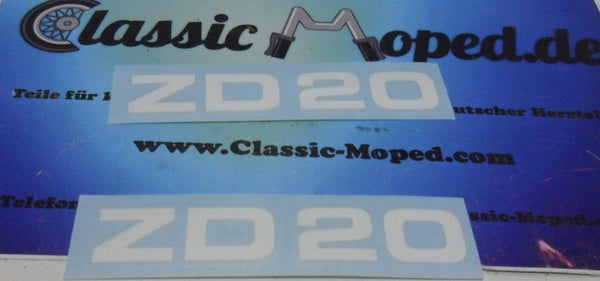 Passend für Zündapp ZD20 Mofa Aufkleber Verkleidung Trittbrett Schriftzug  Dekor weiß NEU