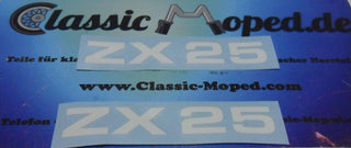 Zündapp ZX25 Mofa Aufkleber Verkleidung Trittbrett Schriftzug Dekor weiß NEU - Classic-Moped