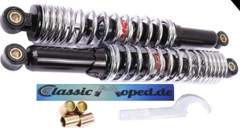 Klassische Stoßdämpfer Für Roller Und Mofas - 340mm Schwarz/chrom Set