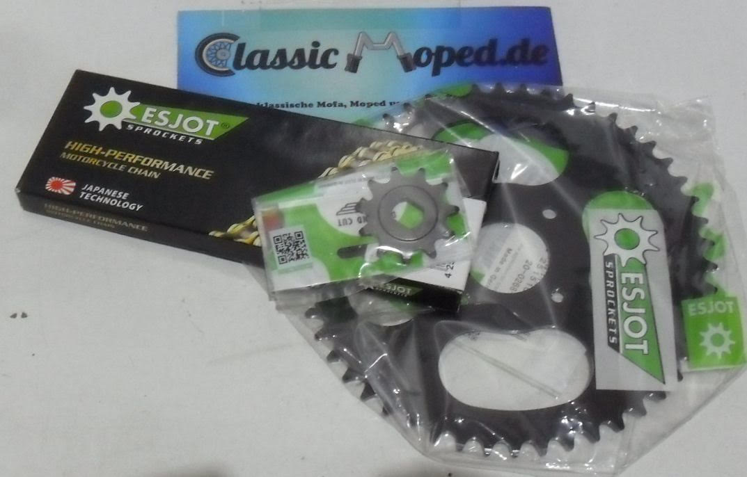 Hercules Prima 2 3 4 Kettensatz Kette Ritzel Kettenrad 11/50 NEU - Classic-Moped
