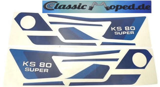 Zündapp 537 KS80 Super Aufkleber Satz Tank Seitendeckel blau NEU - Classic-Moped
