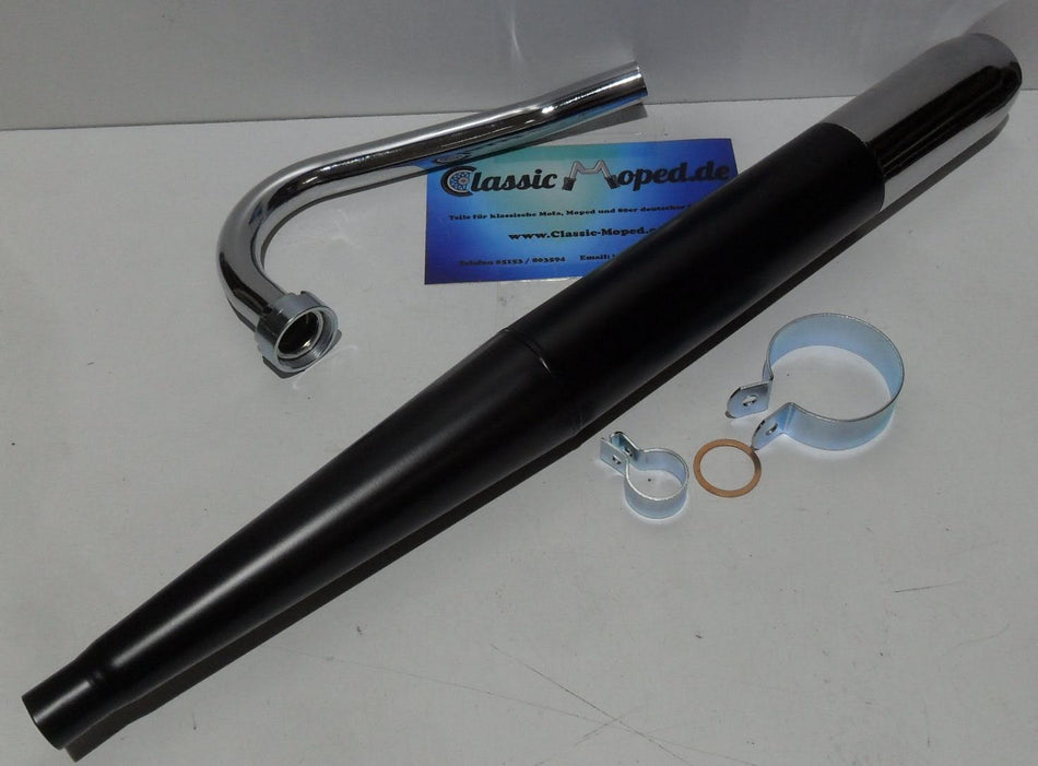 Hercules MK 50 Mokick 70 Auspuff Anlage 28mm Krümmer schwarz neu - Classic-Moped