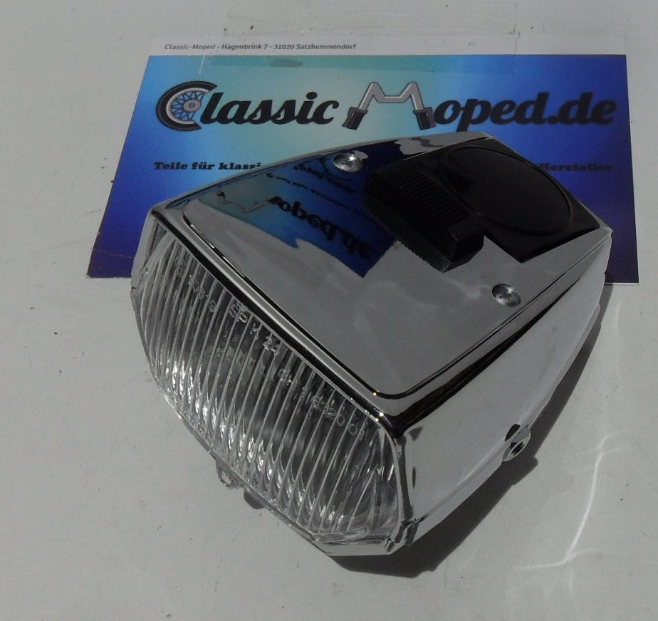 Mofa Scheinwerfer eckig Chrom Schalter Hercules Zündapp ZA NEU - Classic-Moped