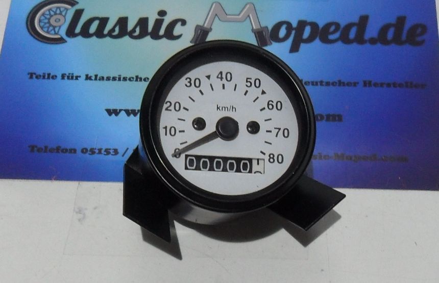 Mofa Moped Tacho 60mm weiß Hecules KTM Tomos Zündapp NEU - Classic-Moped