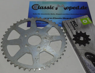 Zündapp ZB22 Mofa 447-021 Kettensatz Kettenrad Ritzel Kette NEU - Classic-Moped