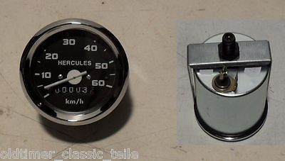Tacho Tachometer Einbaumaß 60mm 60 km/h Hercules Sachs Mofa Prima 5 6 GX Optima - Classic-Moped